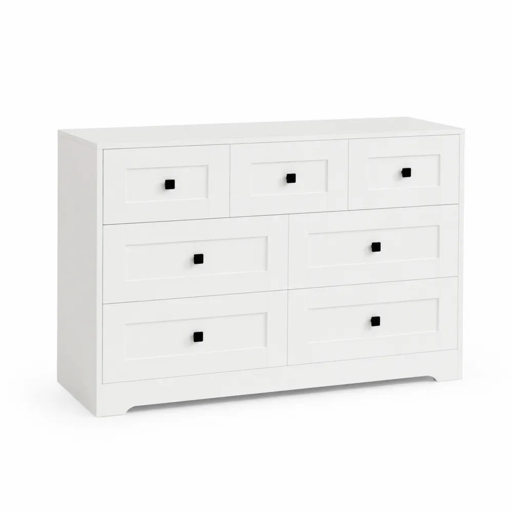 Kommode aus MDF mit 7 Schubladen, Weiß