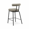 Barhocker mit Metallrahmen und grauem Polyestergewebe