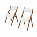2er Set Klappstuhl Massivholz Weiß Polyester