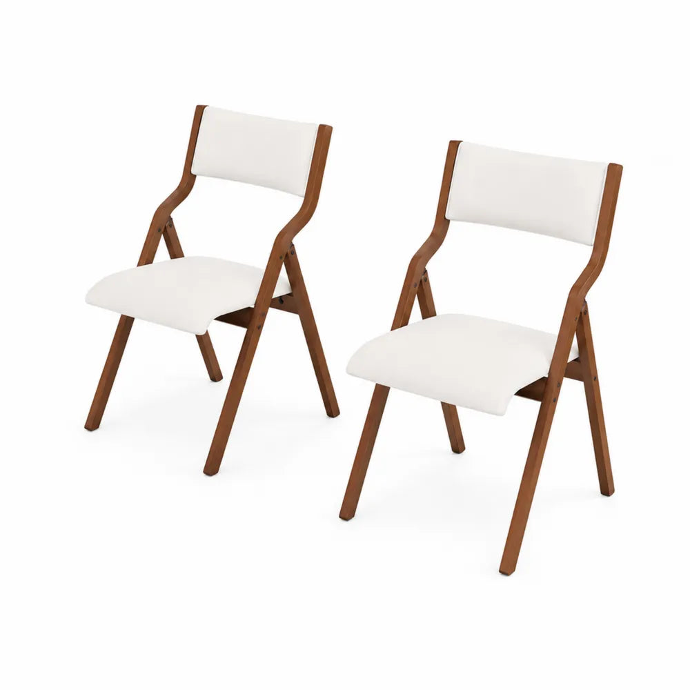 2er Set Klappstuhl Massivholz Weiß Polyester