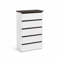 Kommode mit 5 Schubladen MDF/Spanplatte 80x40x120 cm Weiß/Braun