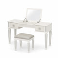 Frisiertisch mit Spiegel und Hocker Set Weiß MDF-Holz