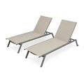 2er Set Aluminium Sonnenliegen Beige