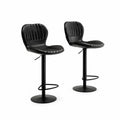 2er Set Barhocker PU-Leder Schwarz Höhenverstellbar