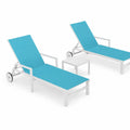 Set aus zwei Gartenliegen und Tisch Aluminium Textilene Türkis