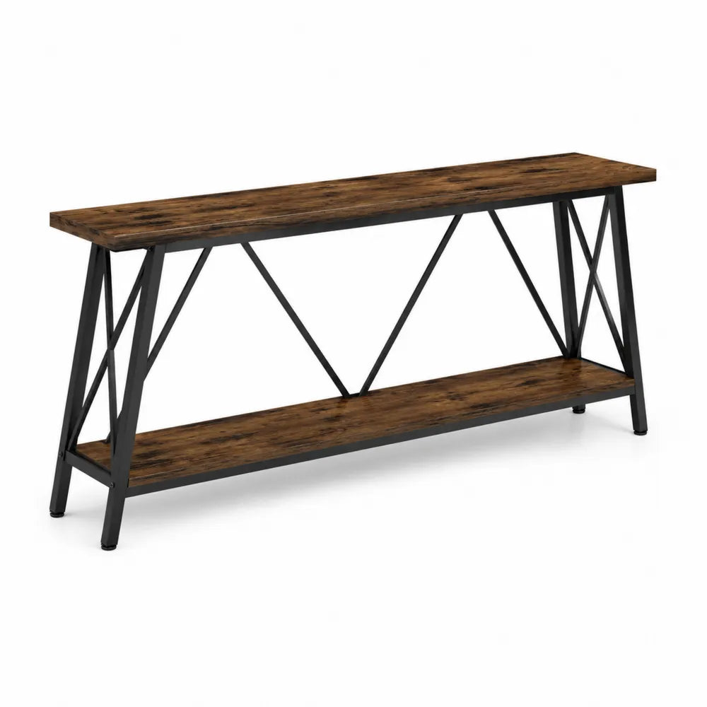 Konsolentisch Holz Metallrahmen Braun Schwarz