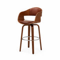 Barhocker aus Nussbaumholz und Leder, 105 cm