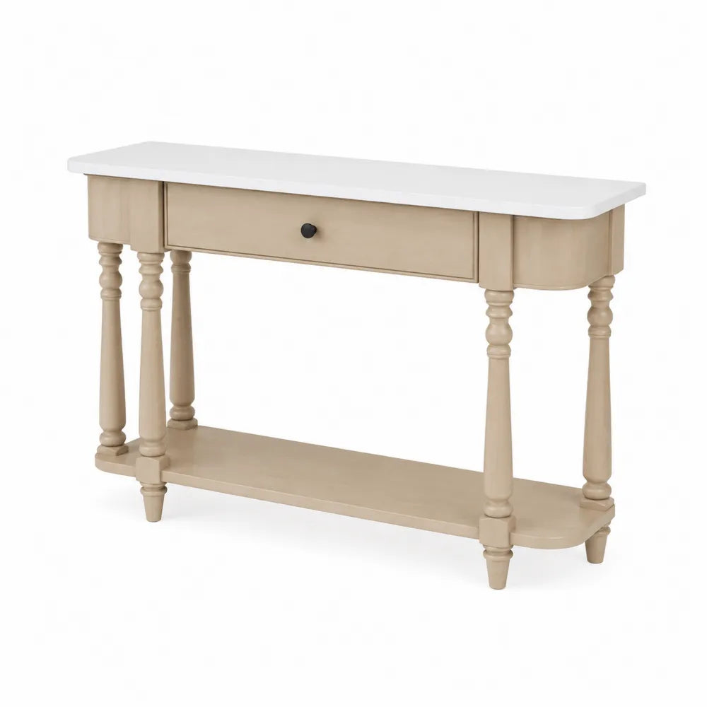 Konsolentisch aus MDF mit Schublade Weiß/Beige 120x35x80cm